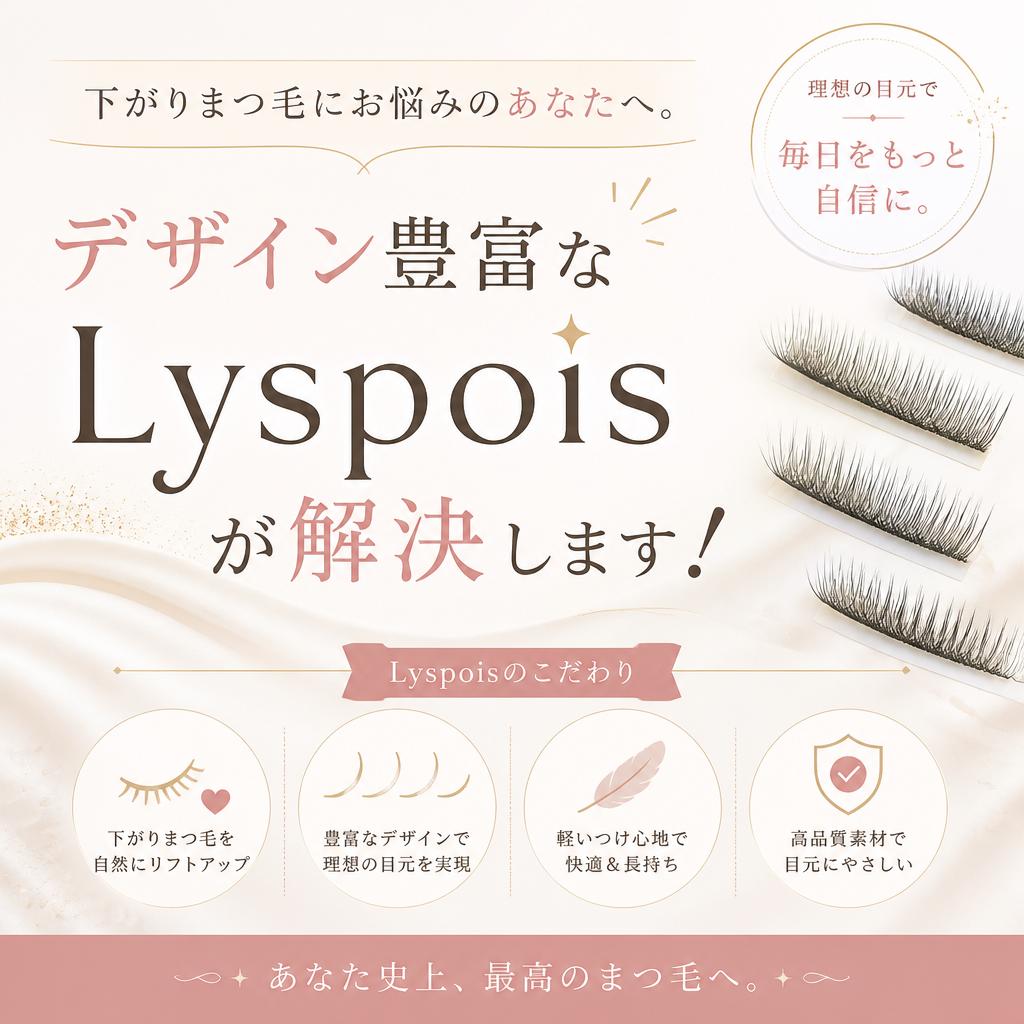 下がりまつ毛にお悩みのあなたへ。デザイン豊富なLyspoisが解決します！