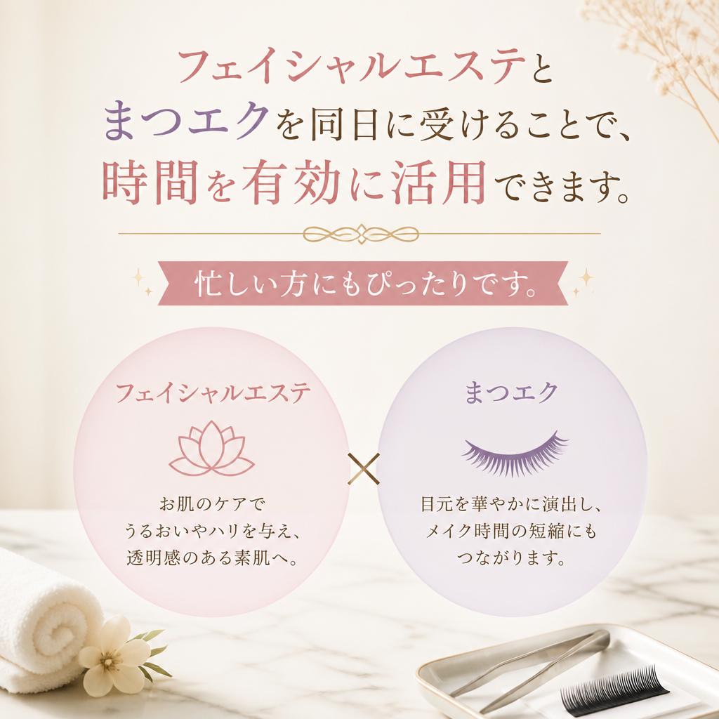 まつエクとの同時施術が可能