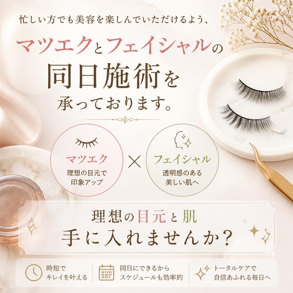 マツエクとの同日施術が可能
