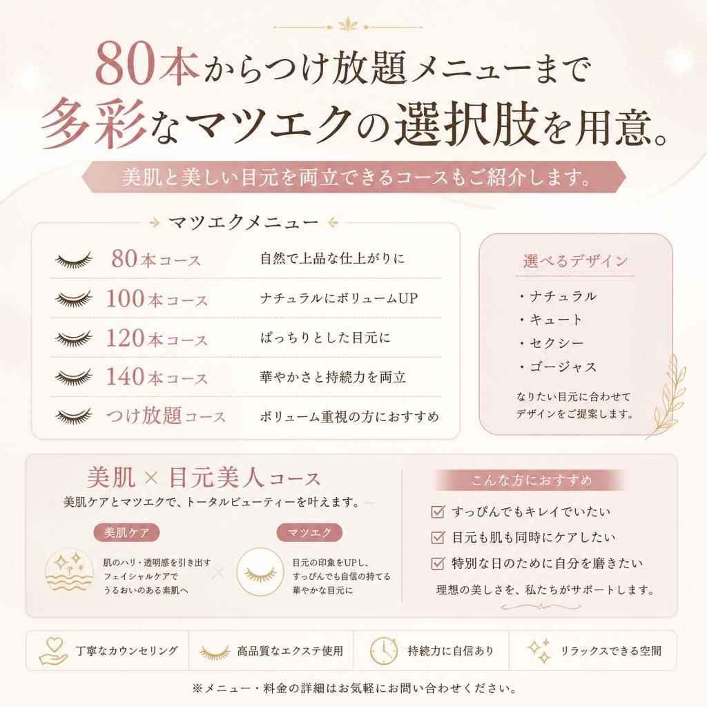 豊富なメニューであなたに合った選択を