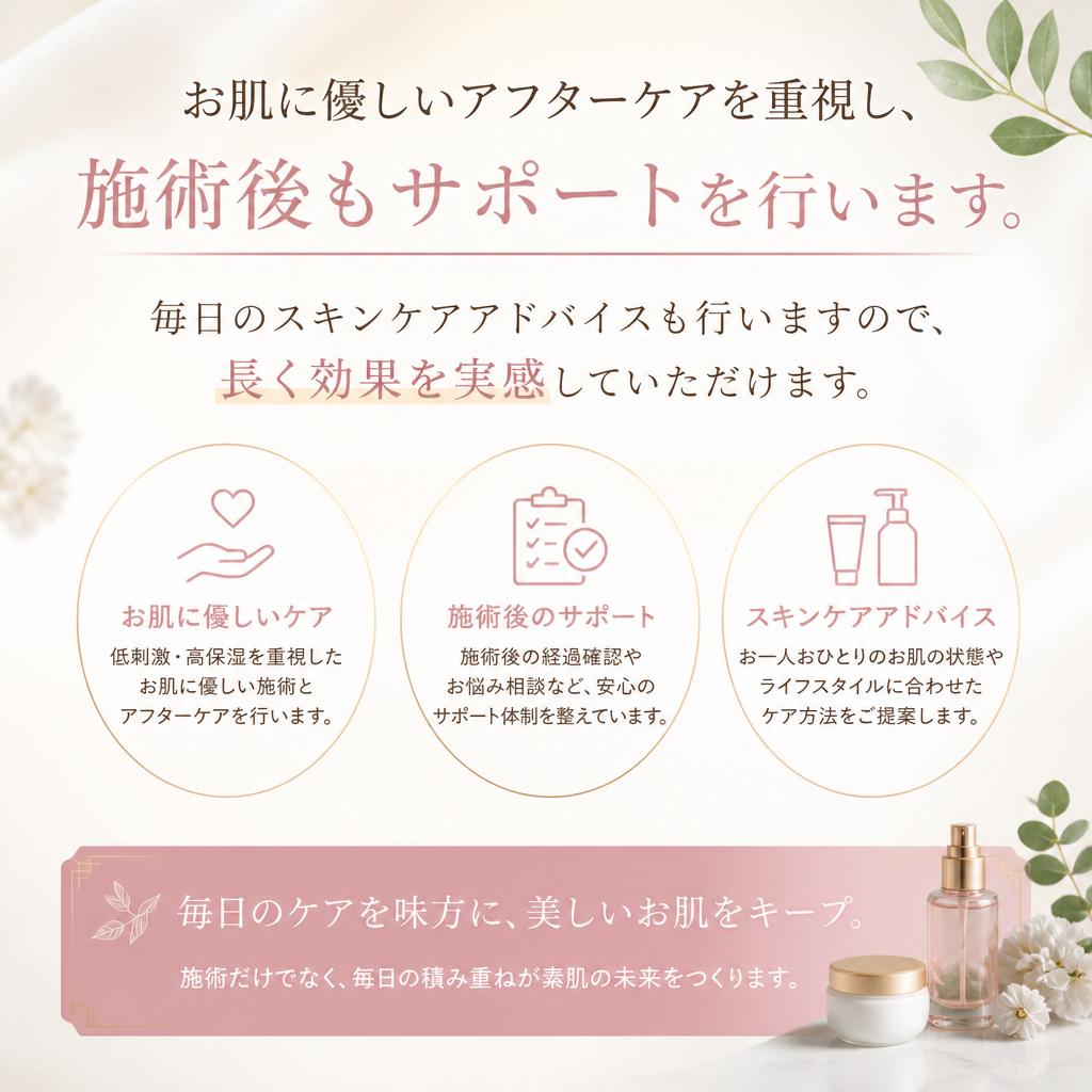 施術後のアフターケアも手厚く